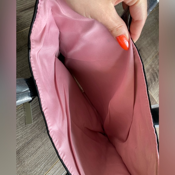 NWT Calvin Klein Euphoria black faux leather tote bag adjustable straps, handles - Picture 5 of 11